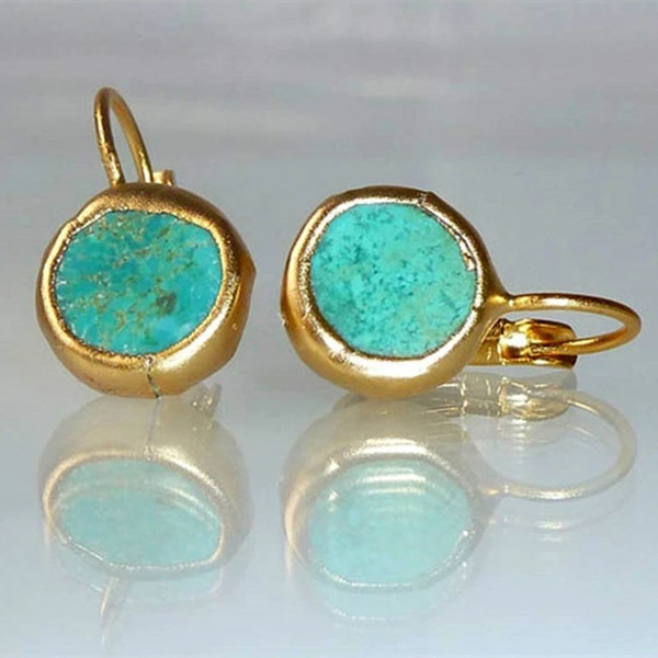 Gouden Oorringen met Turquoise Steen